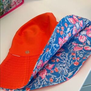 Lilly Pulitzer Orange and Blue Reversible Sun Hat